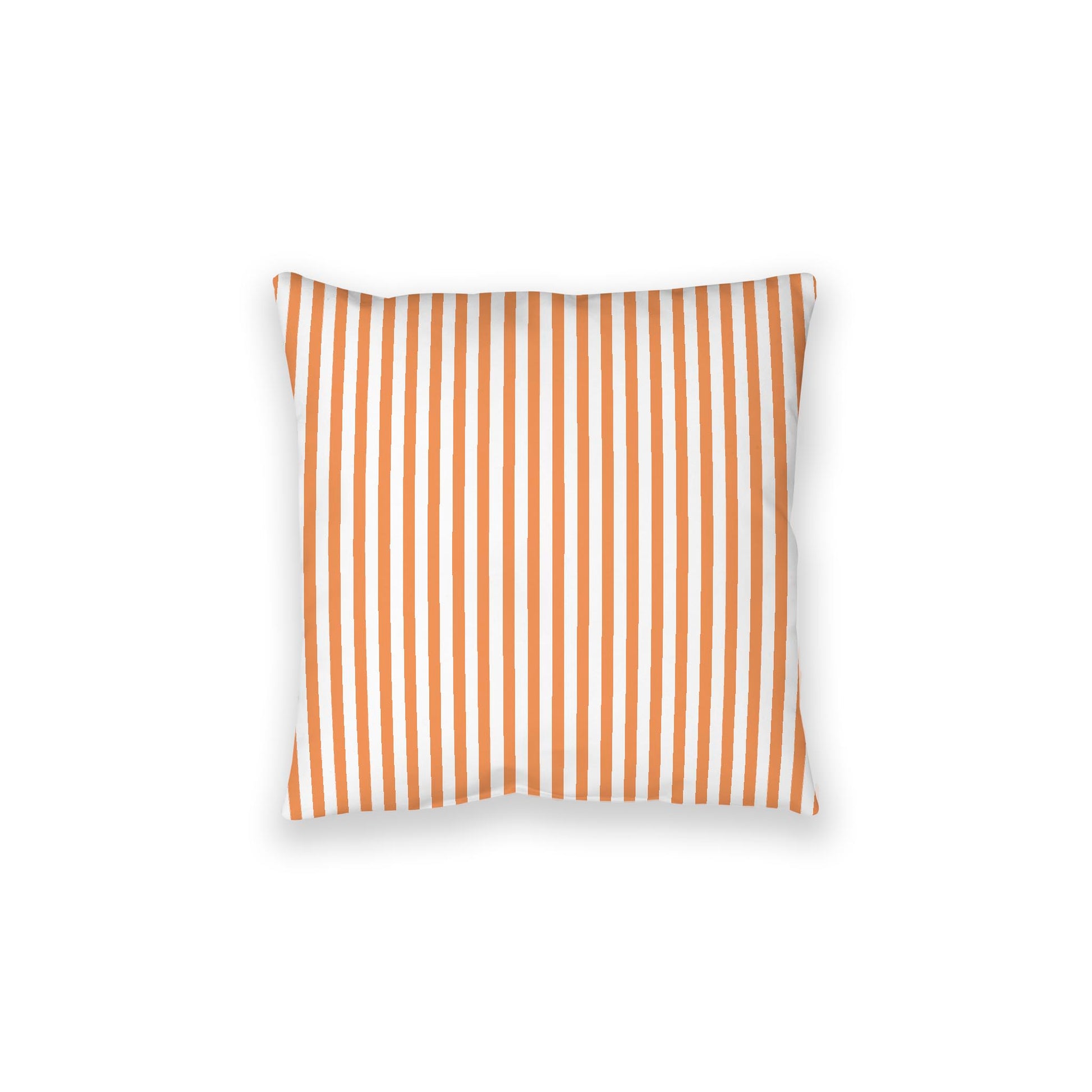 White Spun Polyester Floor Pillow, Thin Orange Bars on Top, White Bottom, 28 x 28 inches