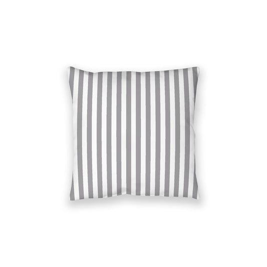 White Spun Polyester Floor Pillow, Bold Grey Bars on Top, White Bottom, 28 x 28 inches