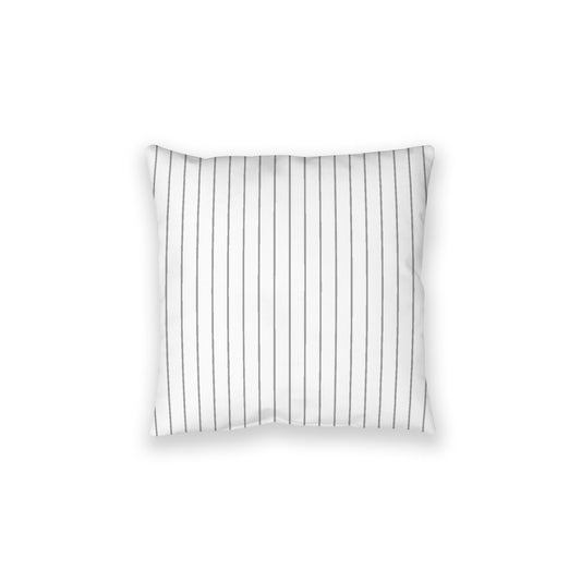 White Spun Polyester Floor Pillow, Grey Stripes on Top, White Bottom, 28 x 28 inches