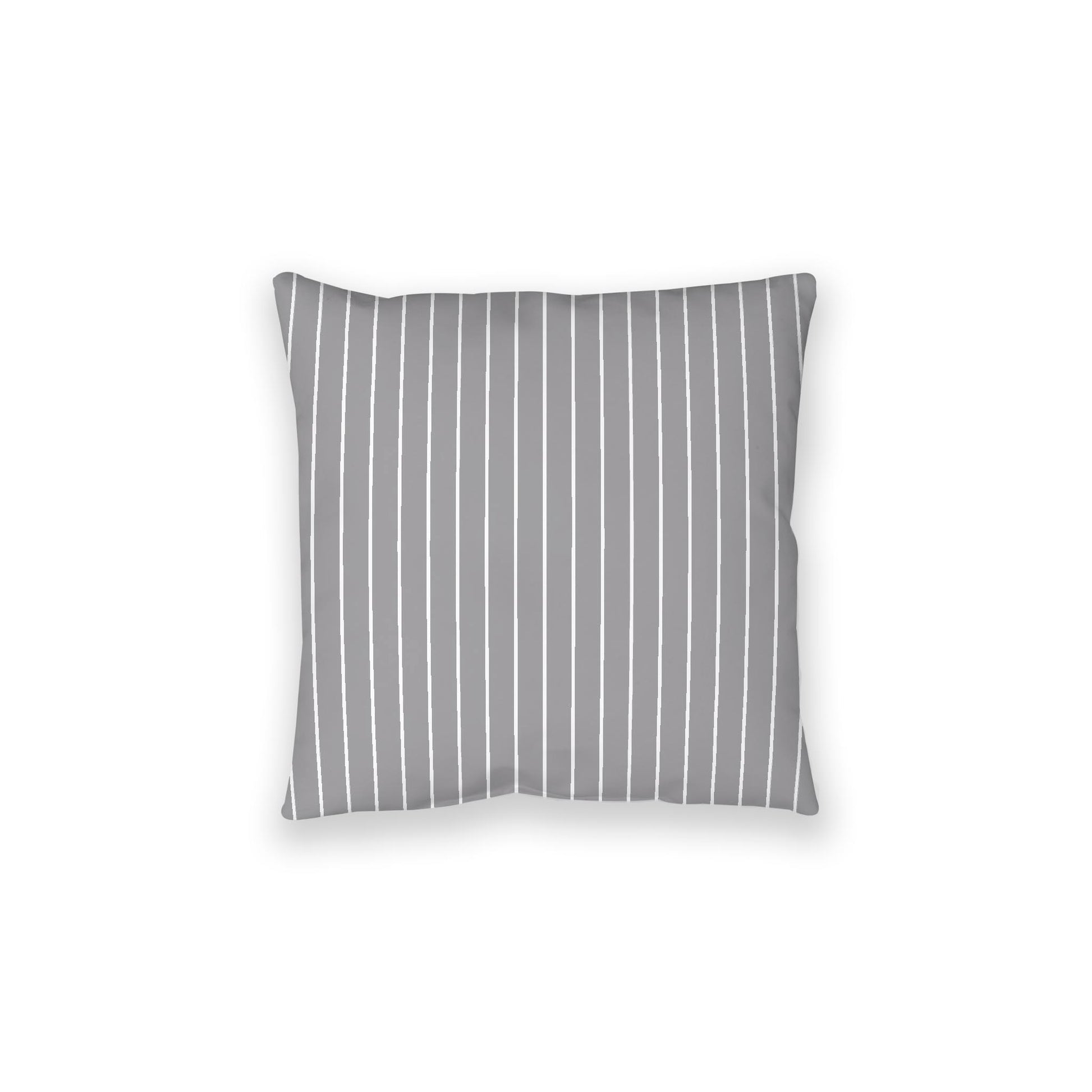Grey Spun Polyester Floor Pillow, White Stripes on Top, Grey Bottom, 28 x 28 inches