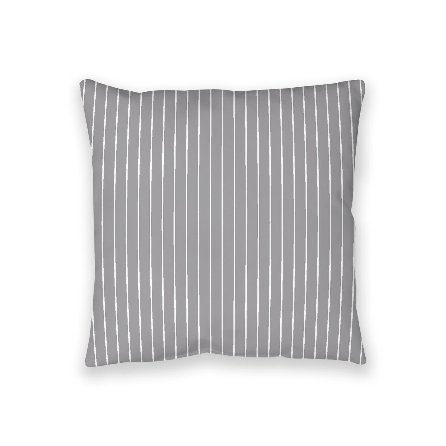 Grey Spun Polyester Floor Pillow, White Stripes on Top, Grey Bottom, 36 x 36 inches