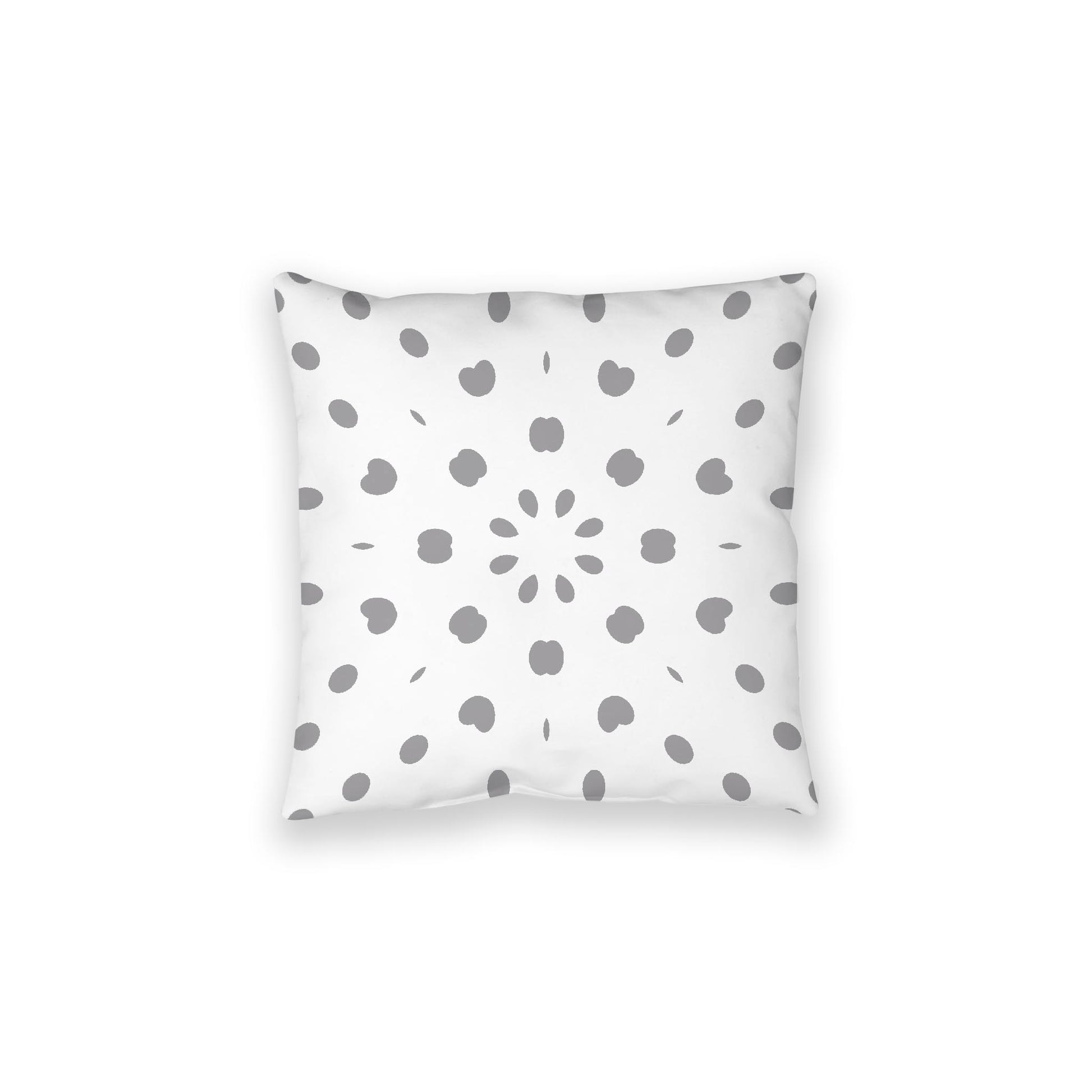 White Spun Polyester Floor Pillow, Grey Burst on Top, White Bottom, 28 x 28 inches