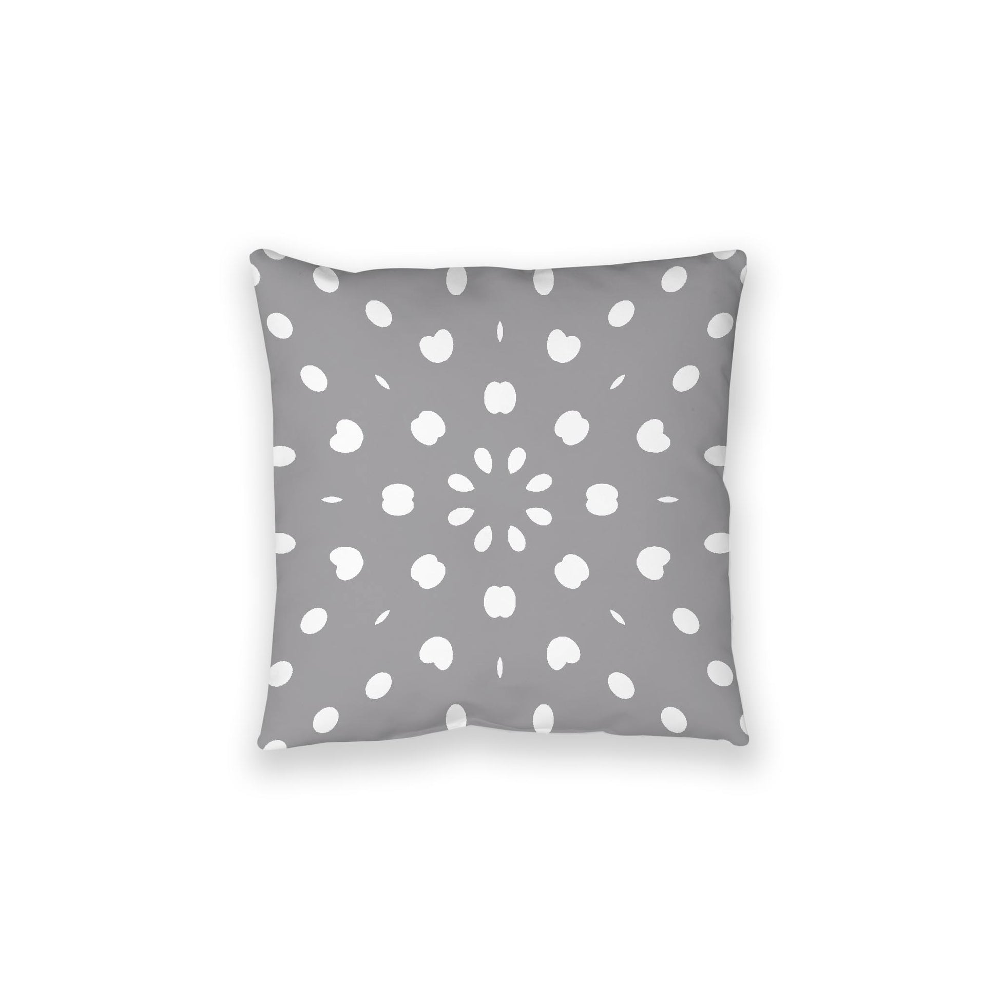 Grey Spun Polyester Floor Pillow, White Burst Pattern on Top, Grey Bottom, 28 x 28 inches