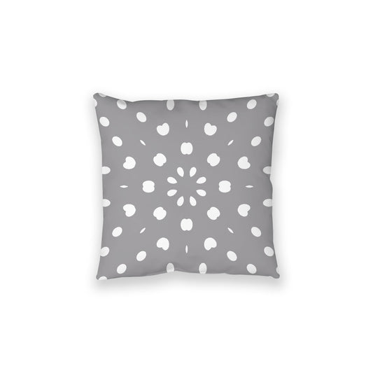 Grey Spun Polyester Floor Pillow, White Burst Pattern on Top, Grey Bottom, 28 x 28 inches