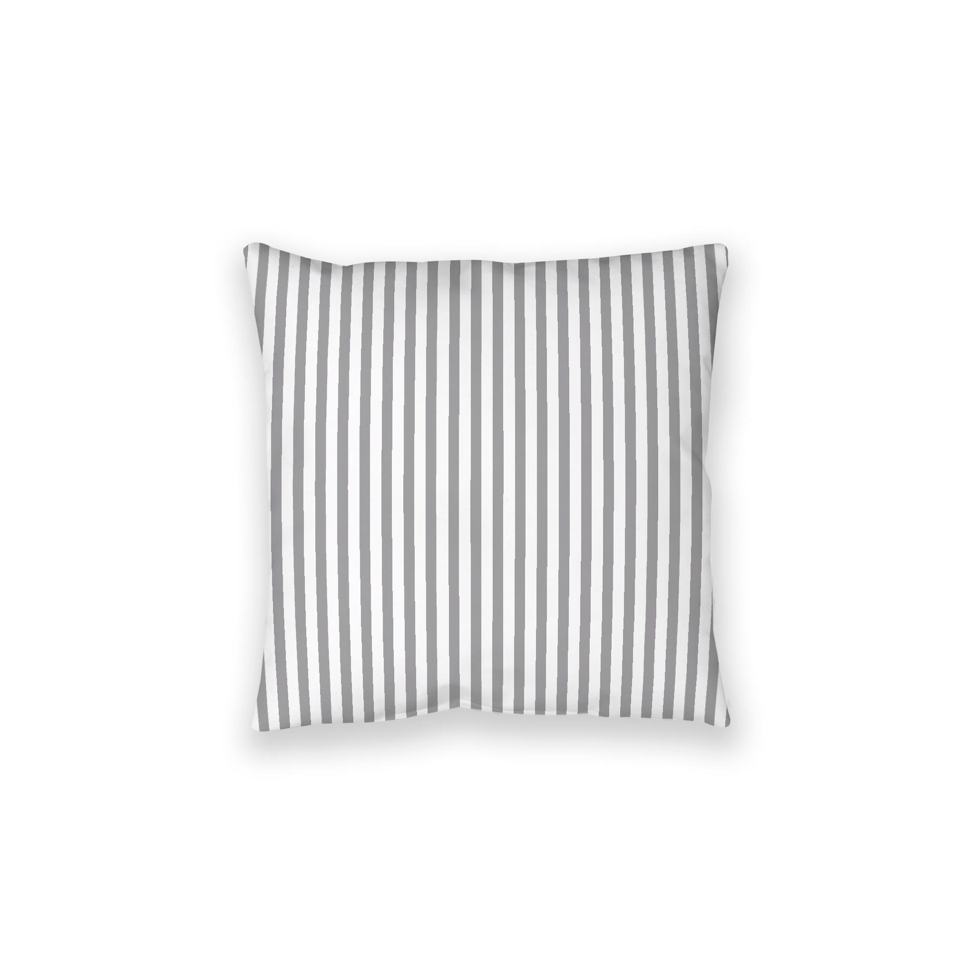 White Spun Polyester Floor Pillow, Thin Grey Bars on Top, White Bottom, 28 x 28 inches