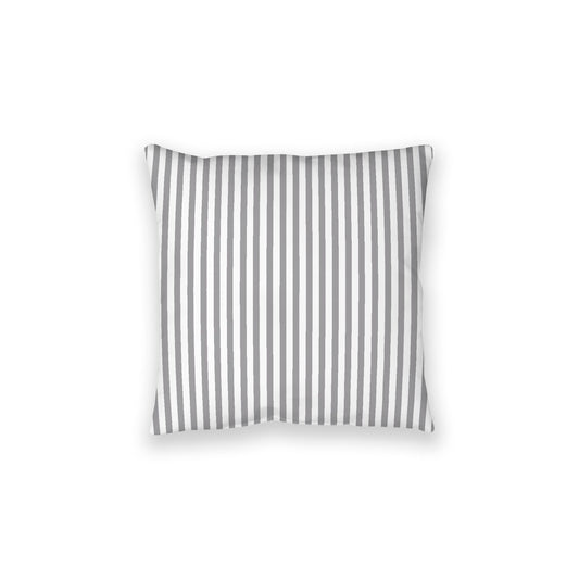 White Spun Polyester Floor Pillow, Thin Grey Bars on Top, White Bottom, 28 x 28 inches
