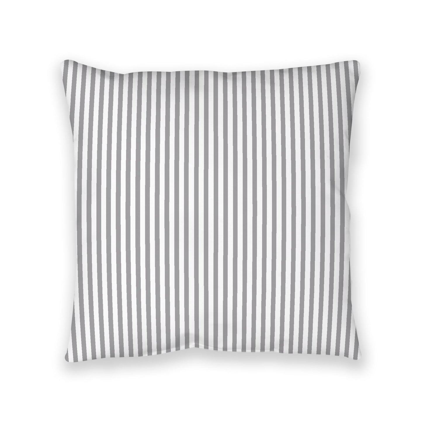 White Spun Polyester Floor Pillow, Thin Grey Bars on Top, White Bottom, 40 x 40 inches