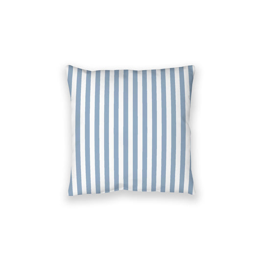 White Spun Polyester Floor Pillow, Bold Blue Bars on Top, White Bottom, 28 x 28 inches