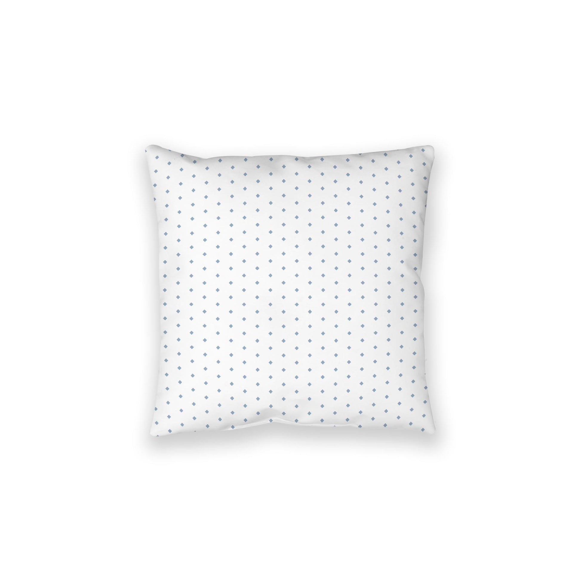 White Spun Polyester Floor Pillow, Blue Diamonds on Top, White Bottom, 28 x 28 inches