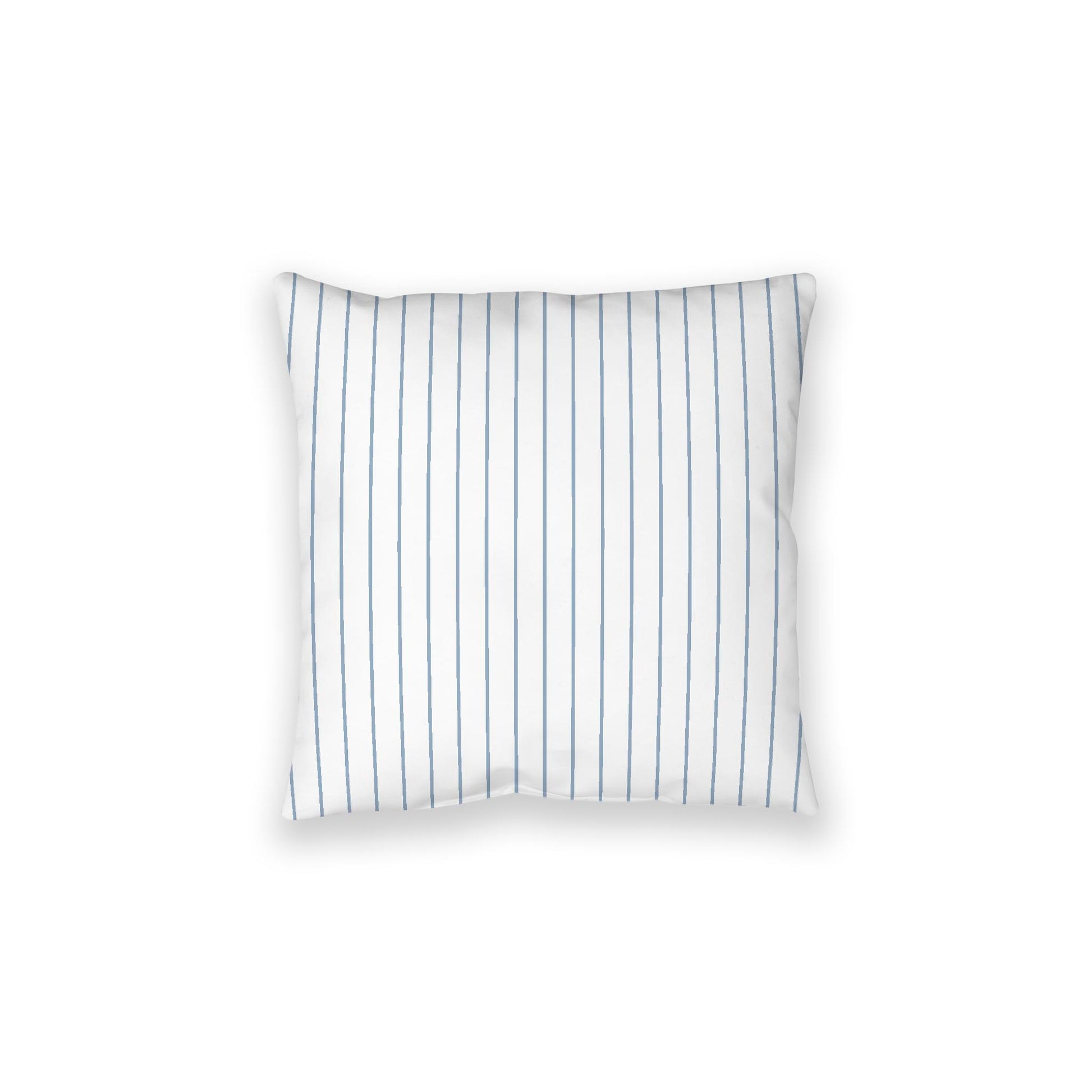 White Spun Polyester Floor Pillow, Blue Stripes on Top, White Bottom, 28 x 28 inches
