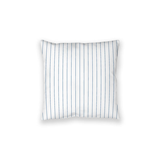 White Spun Polyester Floor Pillow, Blue Stripes on Top, White Bottom, 28 x 28 inches