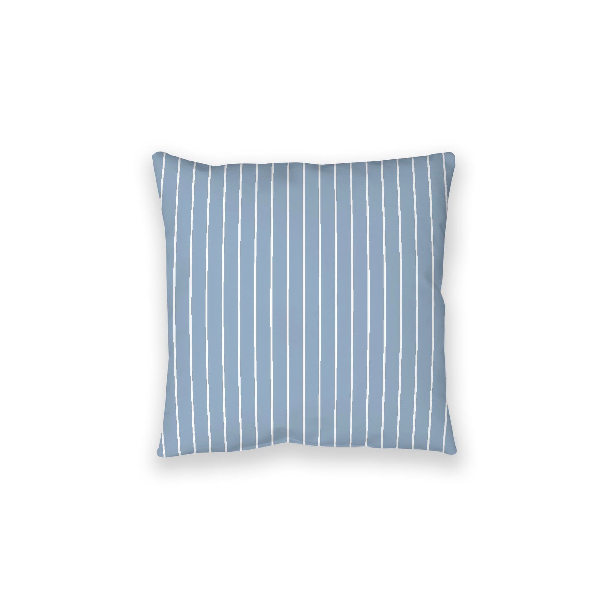 Blue Spun Polyester Floor Pillow, White Stripes on Top, Blue Bottom, 28 x 28 inches