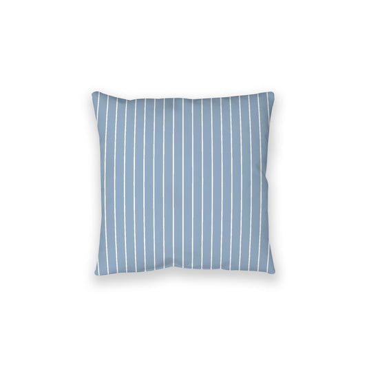 Blue Spun Polyester Floor Pillow, White Stripes on Top, Blue Bottom, 28 x 28 inches