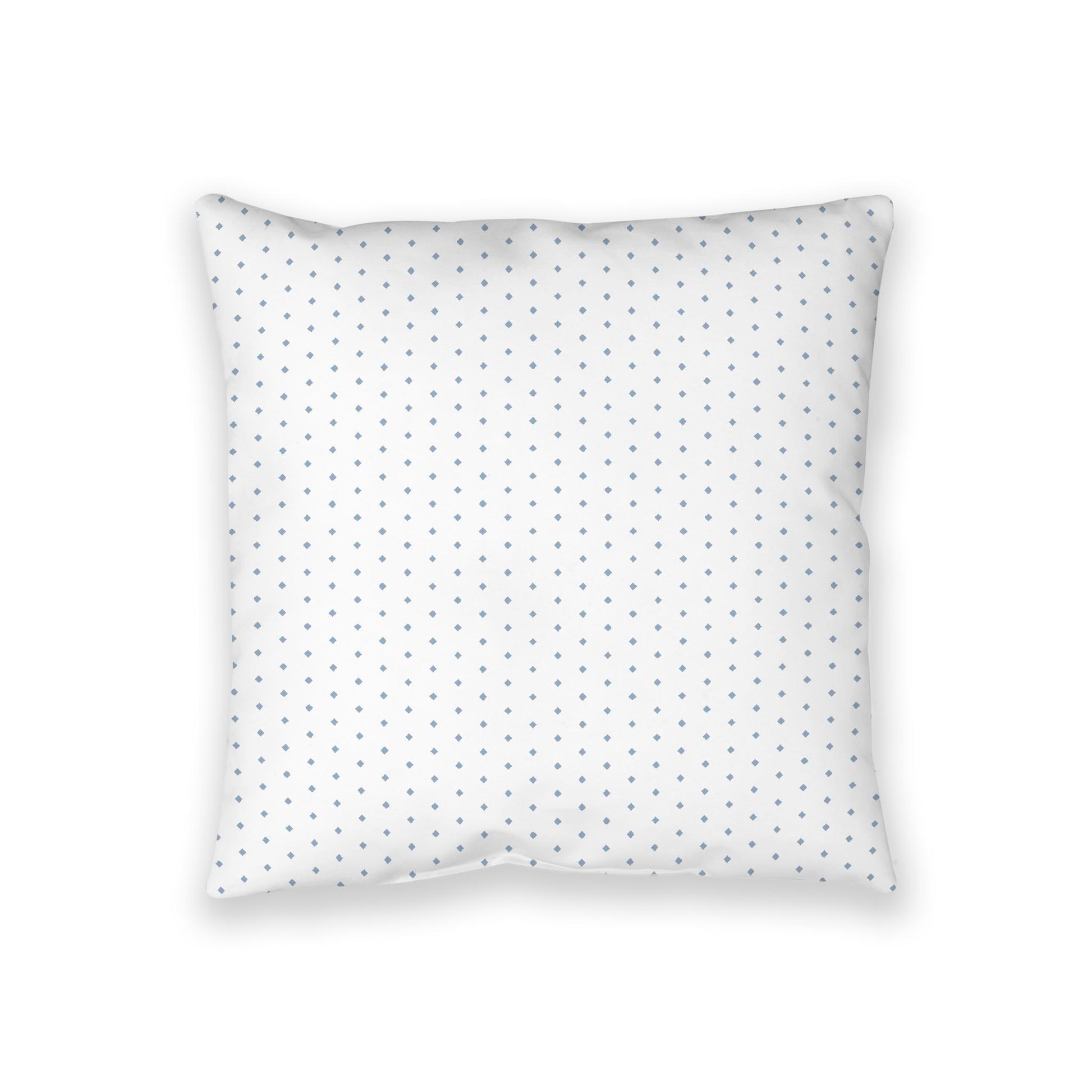 White Spun Polyester Floor Pillow, Blue Diamonds on Top, White Bottom, 36 x 36 inches