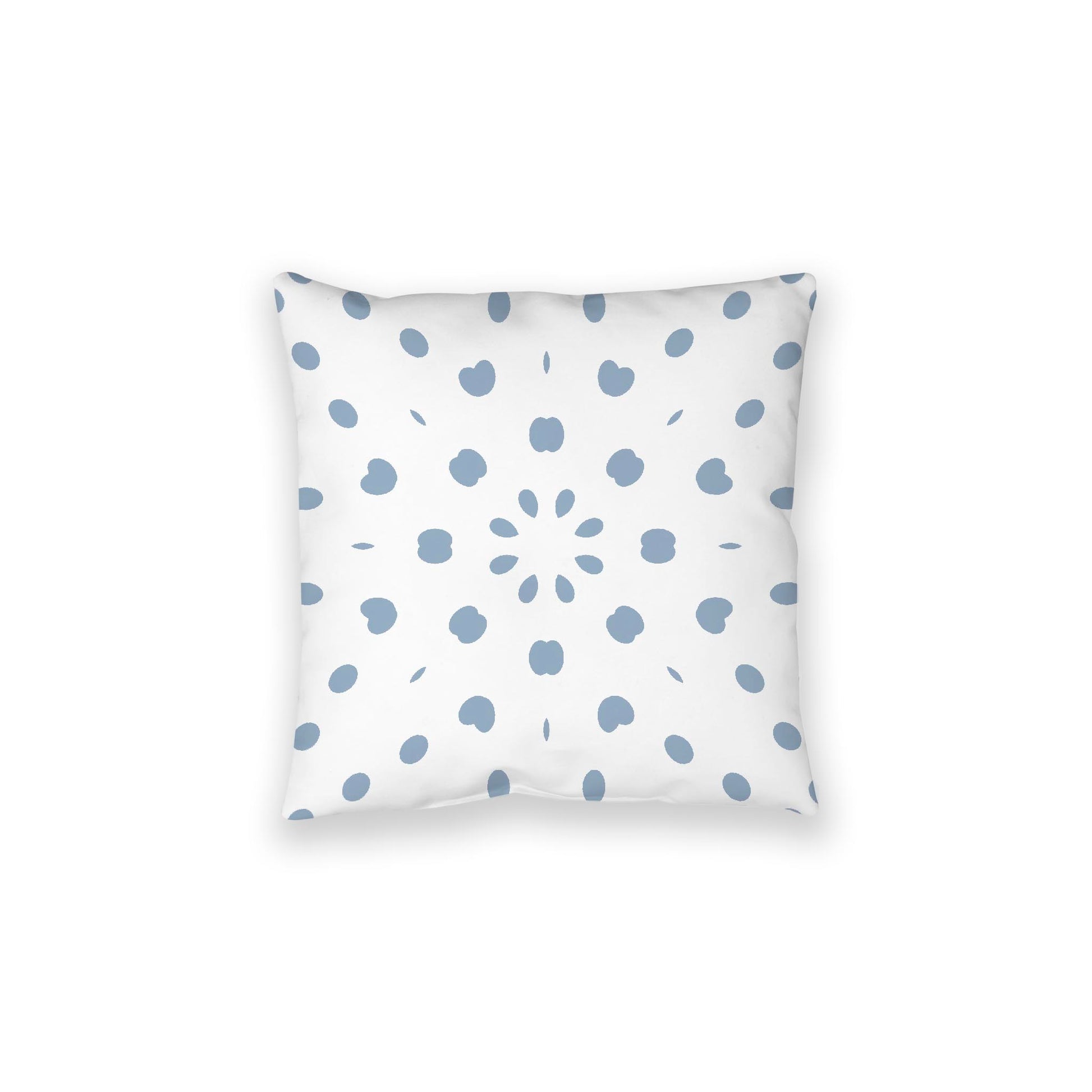 White Spun Polyester Floor Pillow, Blue Burst on Top, White Bottom, 28 x 28 inches