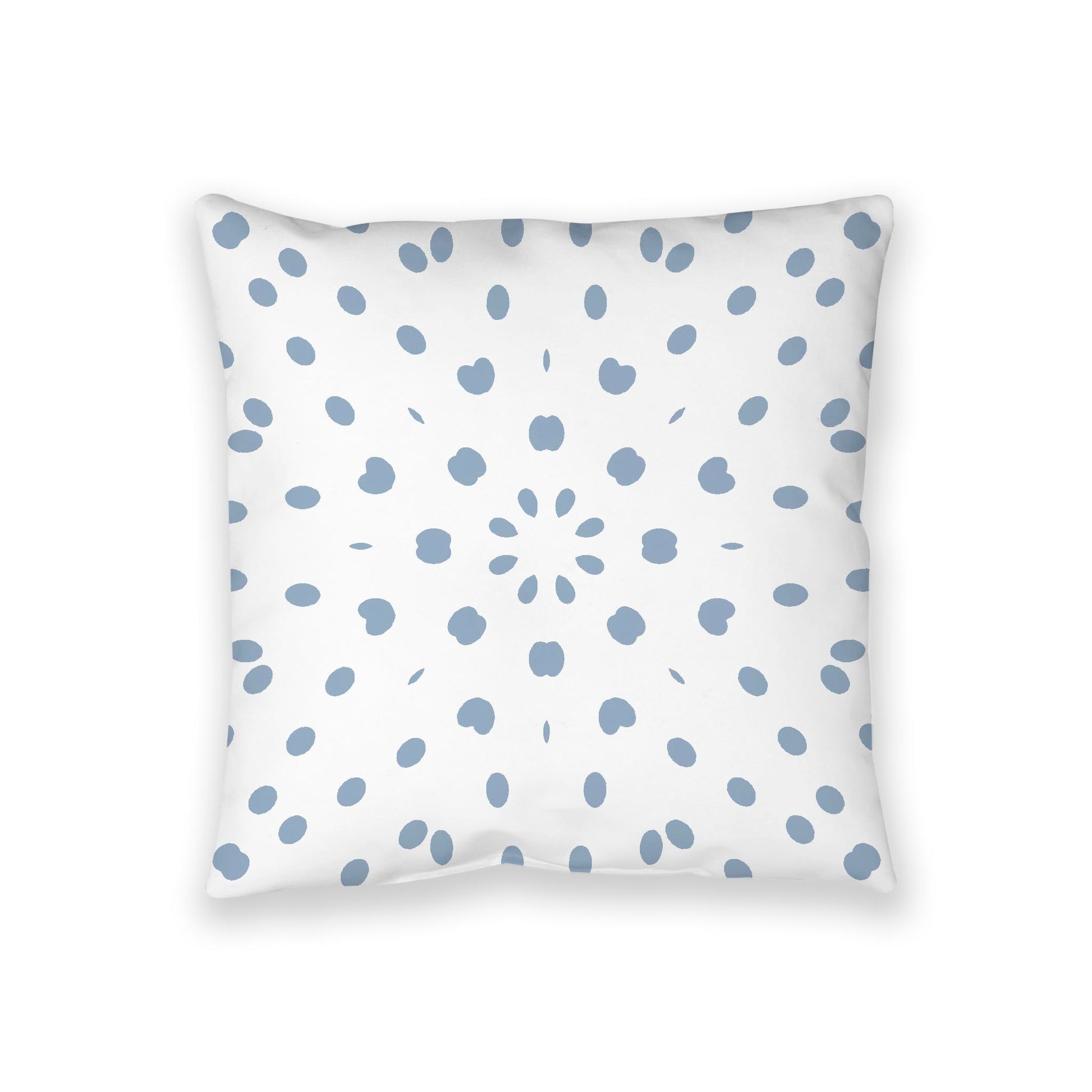 White Spun Polyester Floor Pillow, Blue Burst on Top, White Bottom, 36 x 36 inches