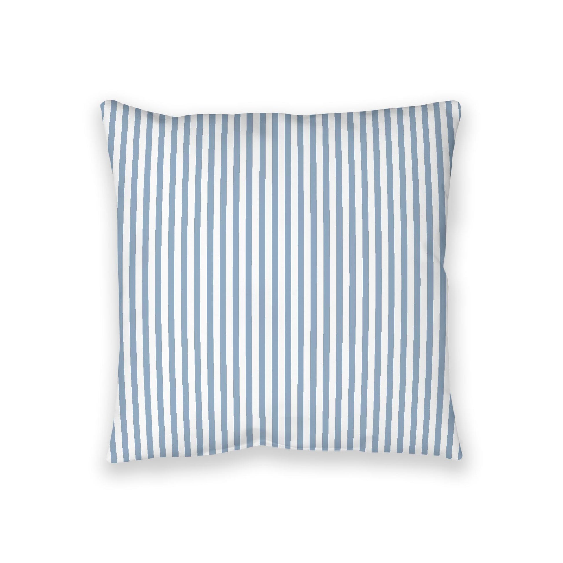 White Spun Polyester Floor Pillow, Thin Blue Bars on Top, White Bottom, 36 x 36 inches