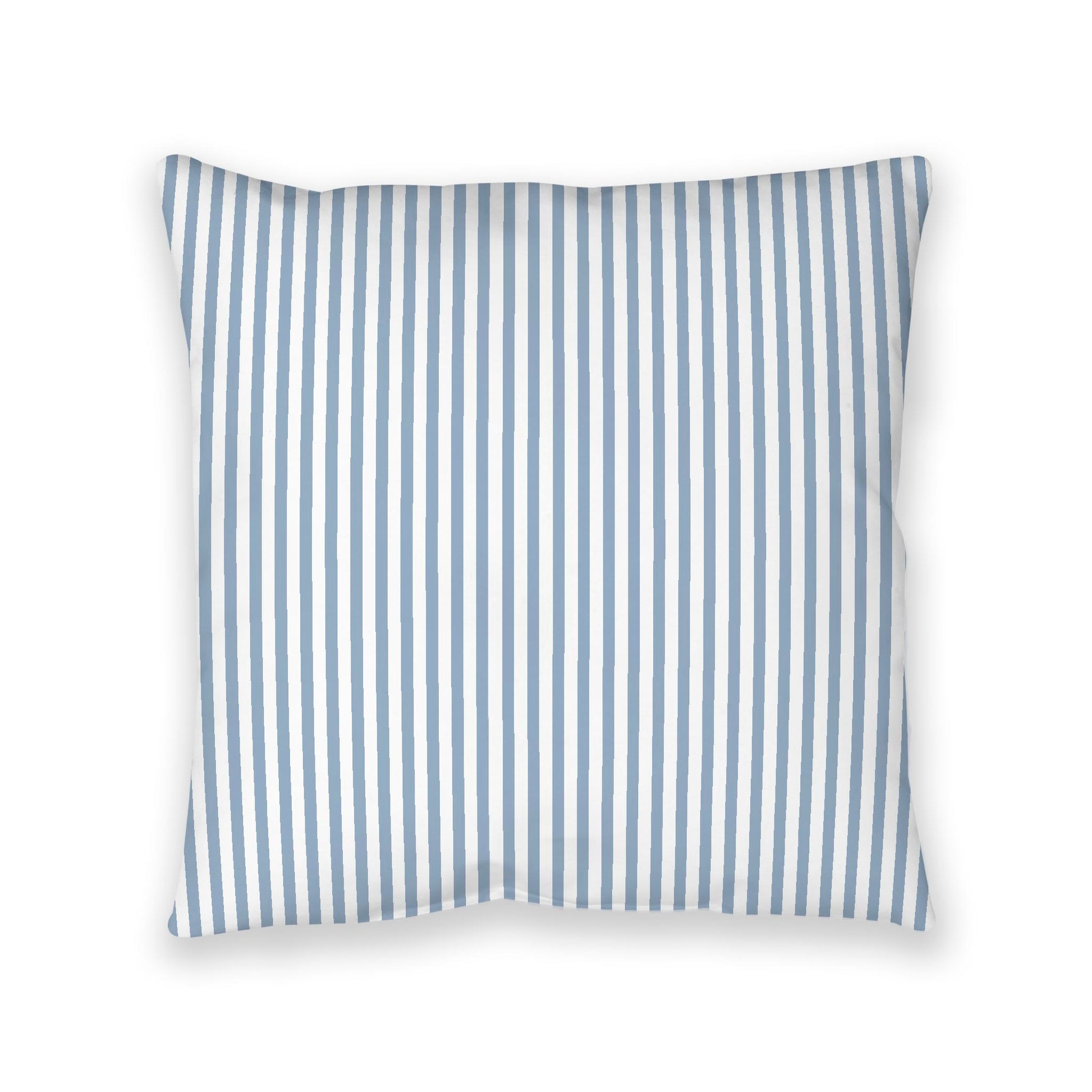 White Spun Polyester Floor Pillow, Thin Blue Bars on Top, White Bottom, 40 x 40 inches