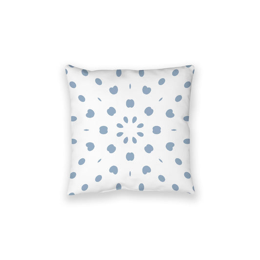 White Spun Polyester Floor Pillow, Blue Burst on Top, White Bottom, 28 x 28 inches