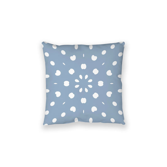 Blue Spun Polyester Floor Pillow, White Burst Pattern on Top, Blue Bottom, 28 x 28 inches