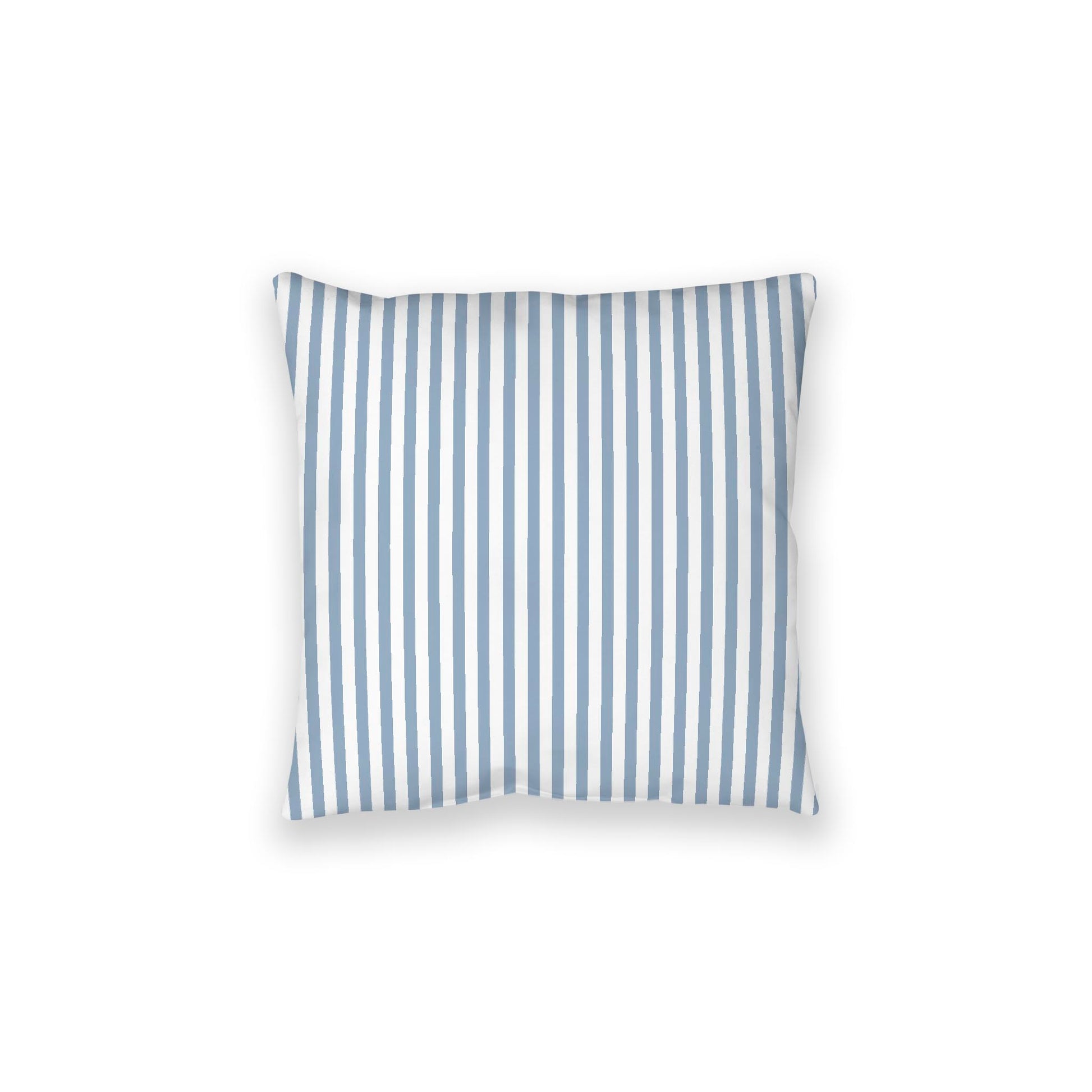 White Spun Polyester Floor Pillow, Thin Blue Bars on Top, White Bottom, 28 x 28 inches
