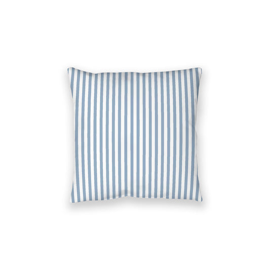 White Spun Polyester Floor Pillow, Thin Blue Bars on Top, White Bottom, 28 x 28 inches
