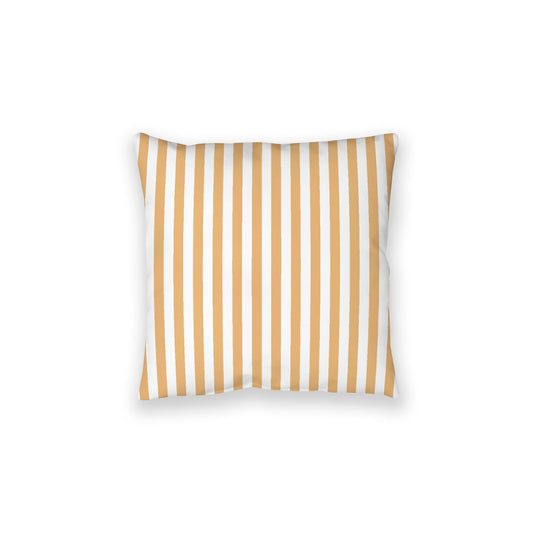 White Spun Polyester Floor Pillow, Bold Pale Orange Bars on Top, White Bottom, 28 x 28 inches
