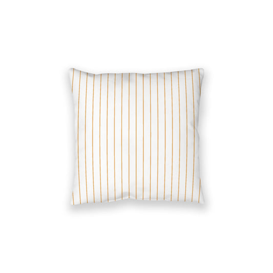 White Spun Polyester Floor Pillow, Pale Orange Stripes on Top, White Bottom, 28 x 28 inches