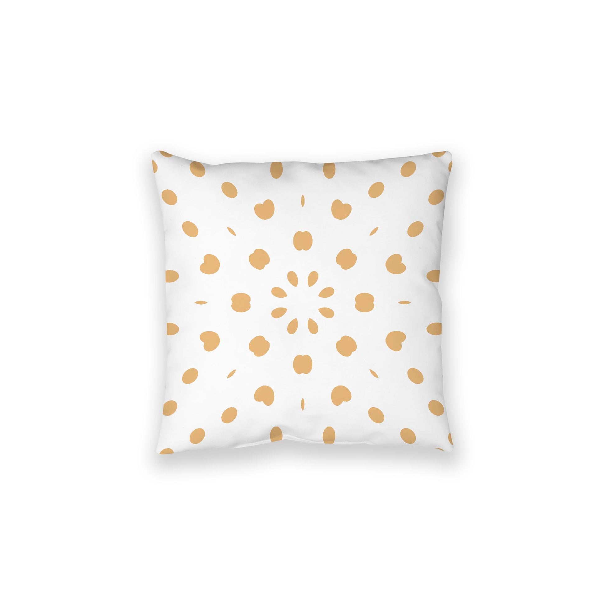 White Spun Polyester Floor Pillow, Pale Orange Burst on Top, White Bottom, 28 x 28 inches