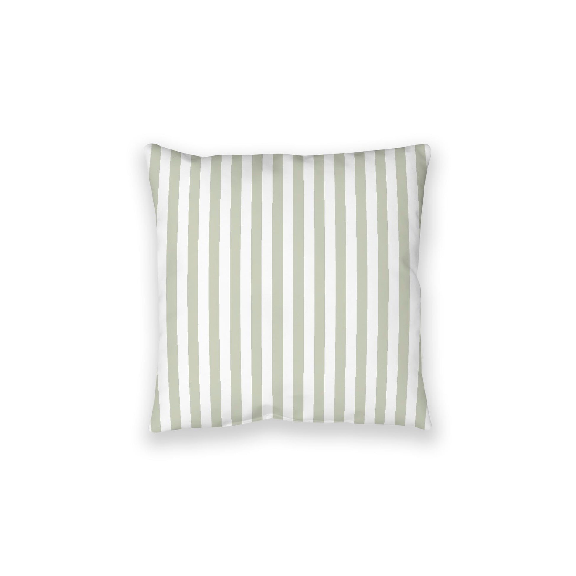 White Spun Polyester Floor Pillow, Bold Pale Green Bars on Top, White Bottom, 28 x 28 inches