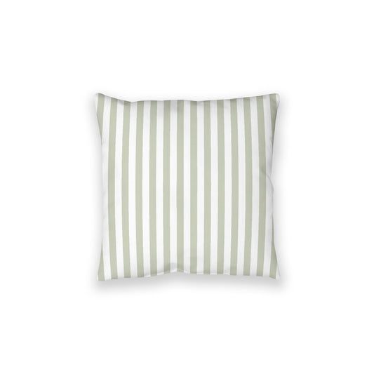 White Spun Polyester Floor Pillow, Bold Pale Green Bars on Top, White Bottom, 28 x 28 inches