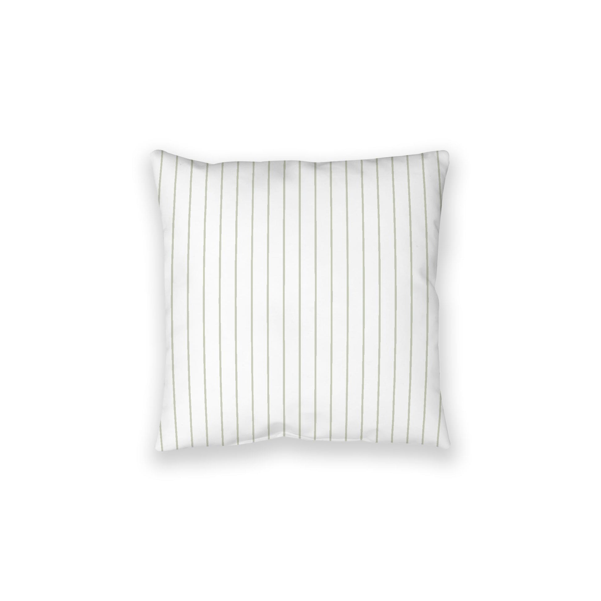 White Spun Polyester Floor Pillow, Pale Green Stripes on Top, White Bottom, 28 x 28 inches