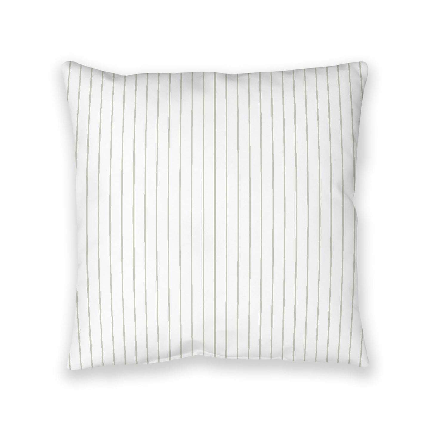 White Spun Polyester Floor Pillow, Pale Green Stripes on Top, White Bottom, 40 x 40 inches