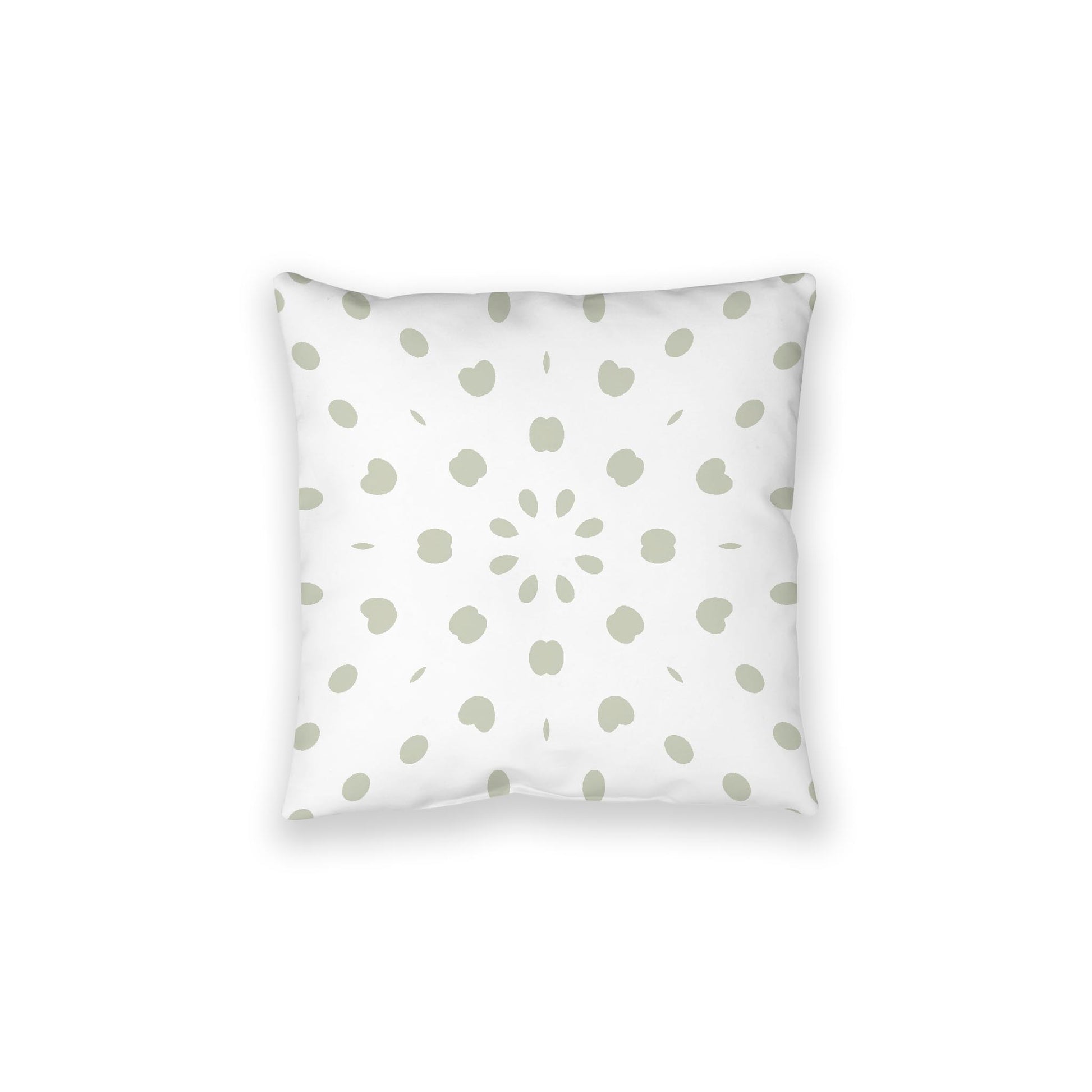 White Spun Polyester Floor Pillow, Pale Green Burst on Top, White Bottom, 28 x 28 inches