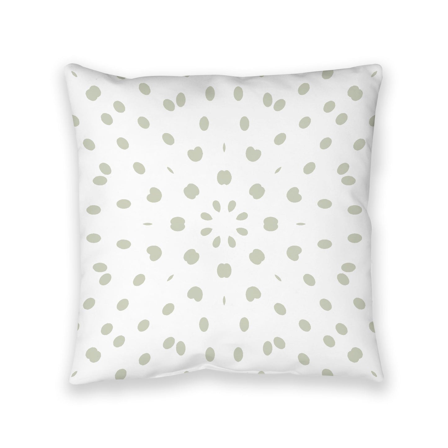 White Spun Polyester Floor Pillow, Pale Green Burst on Top, White Bottom, 40 x 40 inches