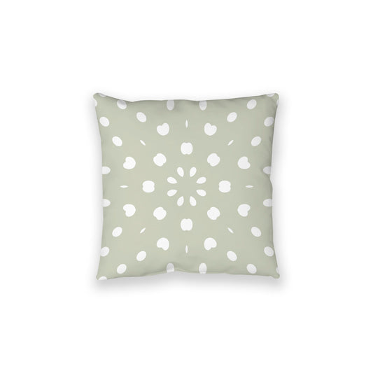 Pale Green Spun Polyester Floor Pillow, White Burst Pattern on Top, Pale Green Bottom, 28 x 28 inches
