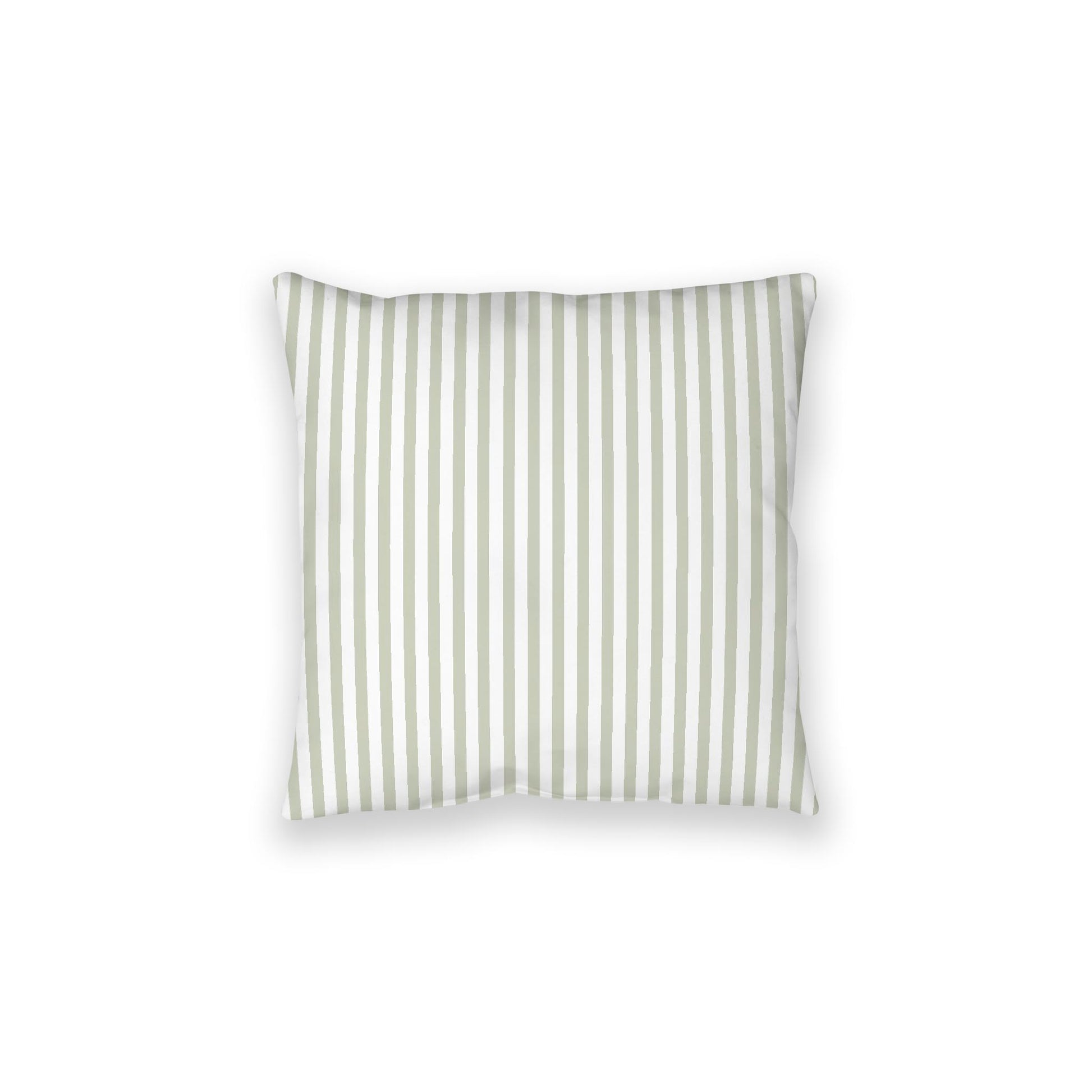 White Spun Polyester Floor Pillow, Thin Pale Green Bars on Top, White Bottom, 28 x 28 inches