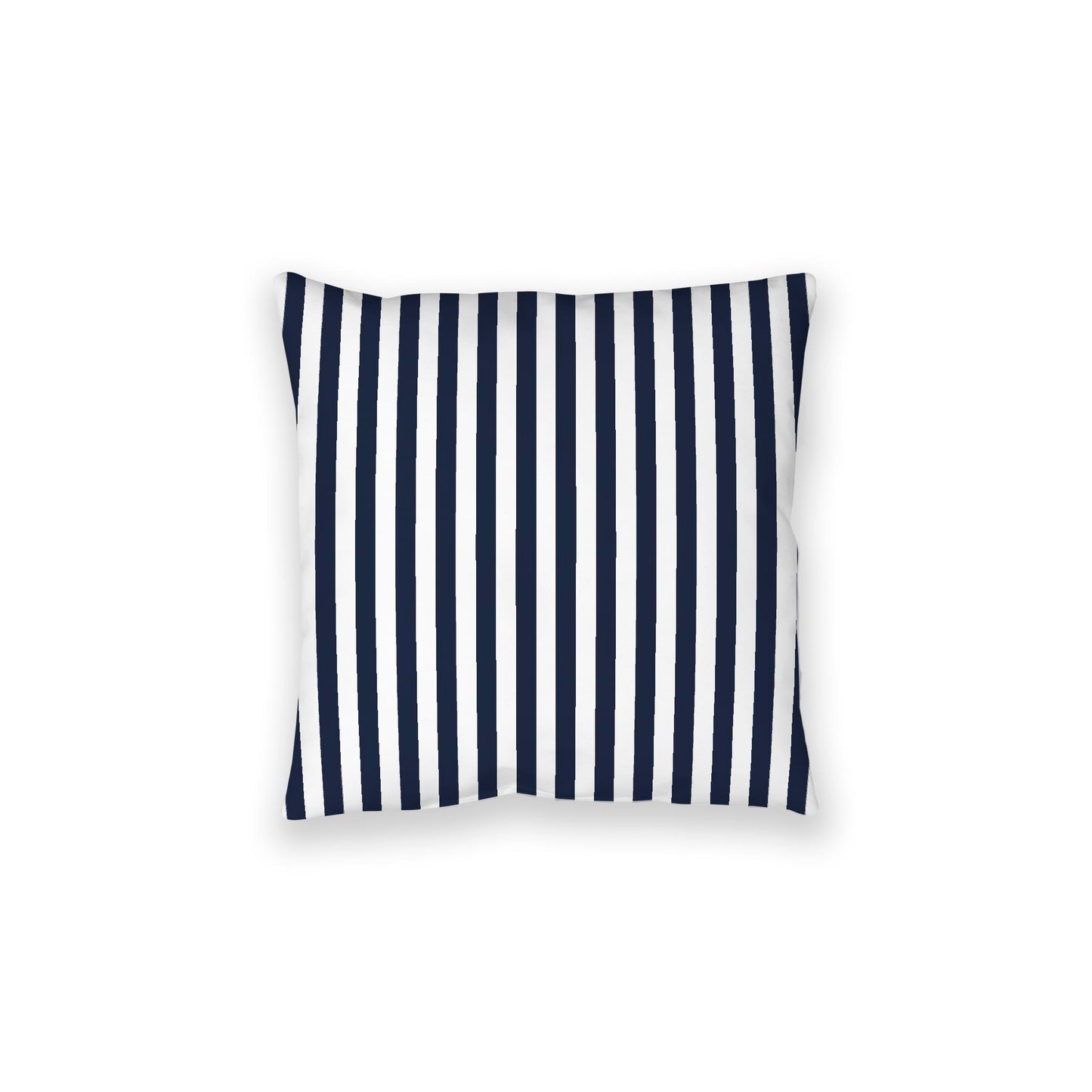 White Spun Polyester Floor Pillow, Bold Navy Blue Bars on Top, White Bottom, 28 x 28 inches