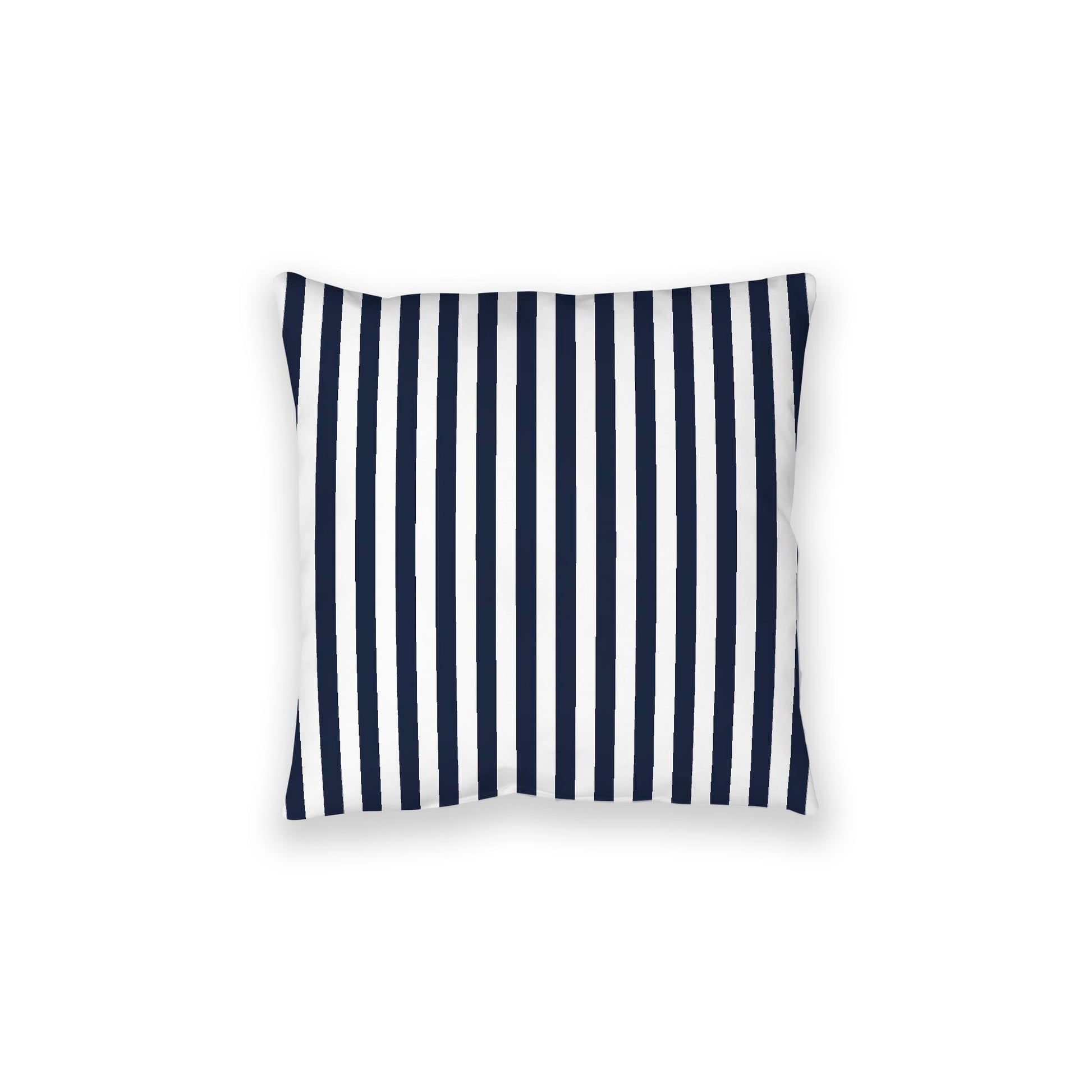 White Spun Polyester Floor Pillow, Bold Navy Blue Bars on Top, White Bottom, 28 x 28 inches