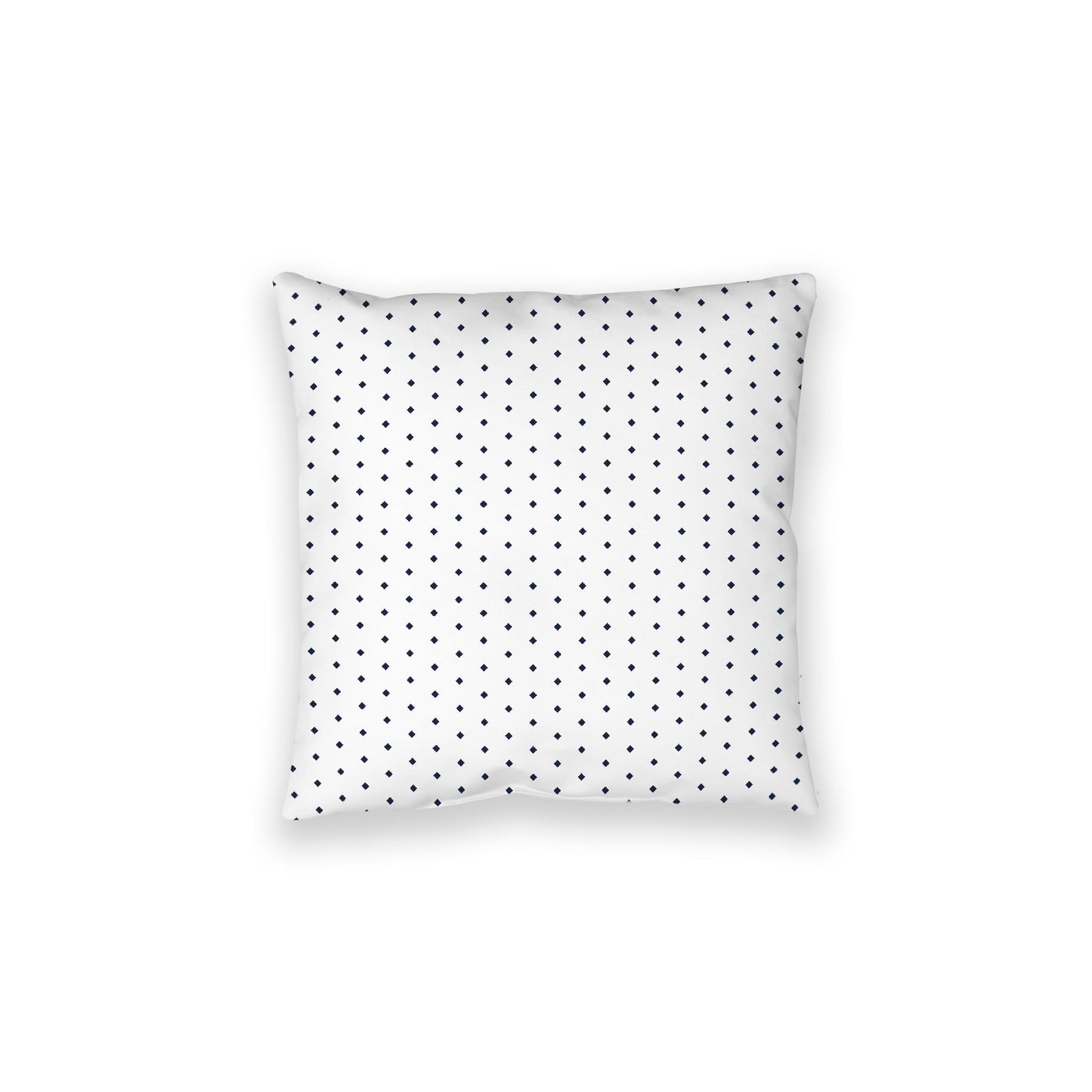 White Spun Polyester Floor Pillow, Navy Blue Diamonds on Top, White Bottom, 28 x 28 inches
