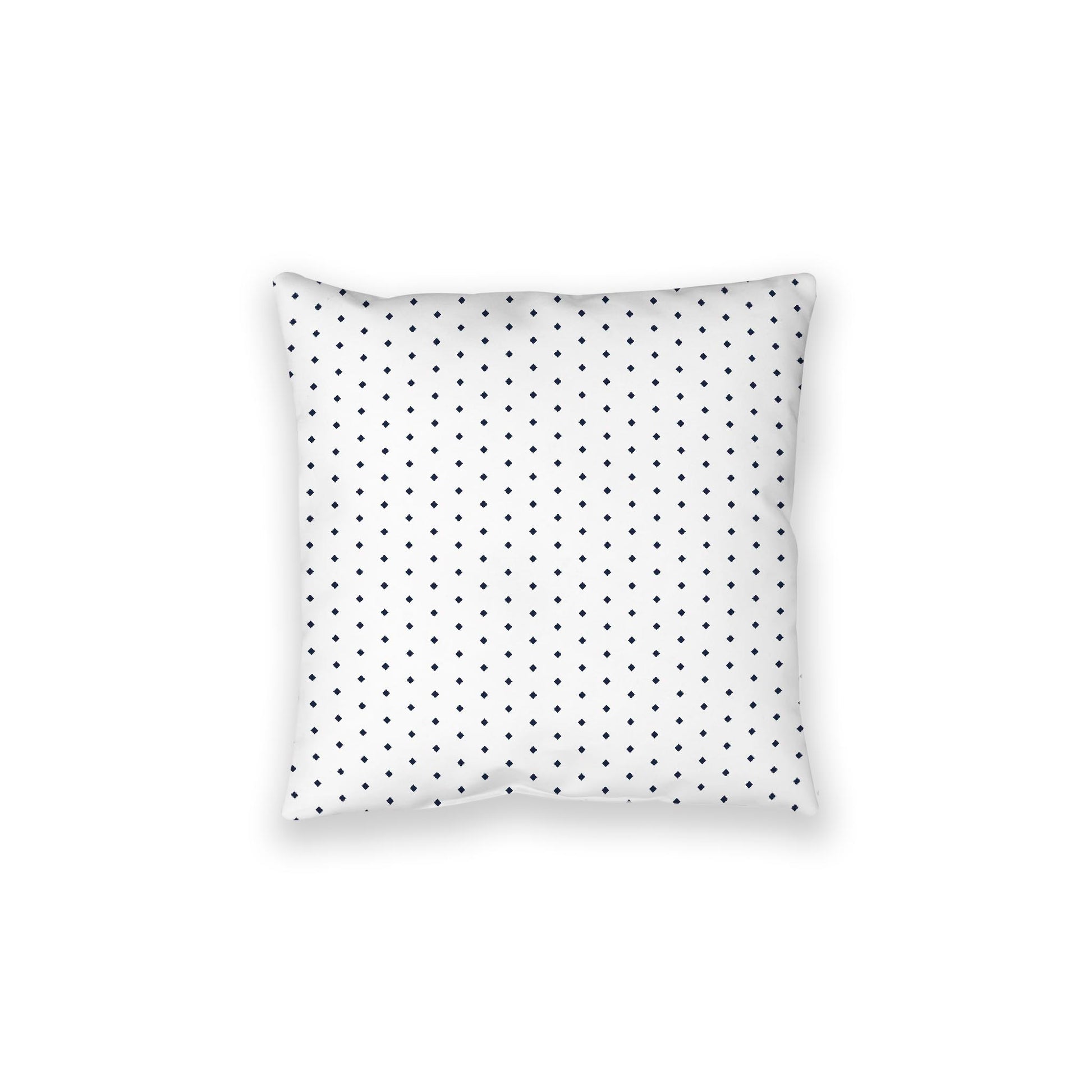 White Spun Polyester Floor Pillow, Navy Blue Diamonds on Top, White Bottom, 28 x 28 inches