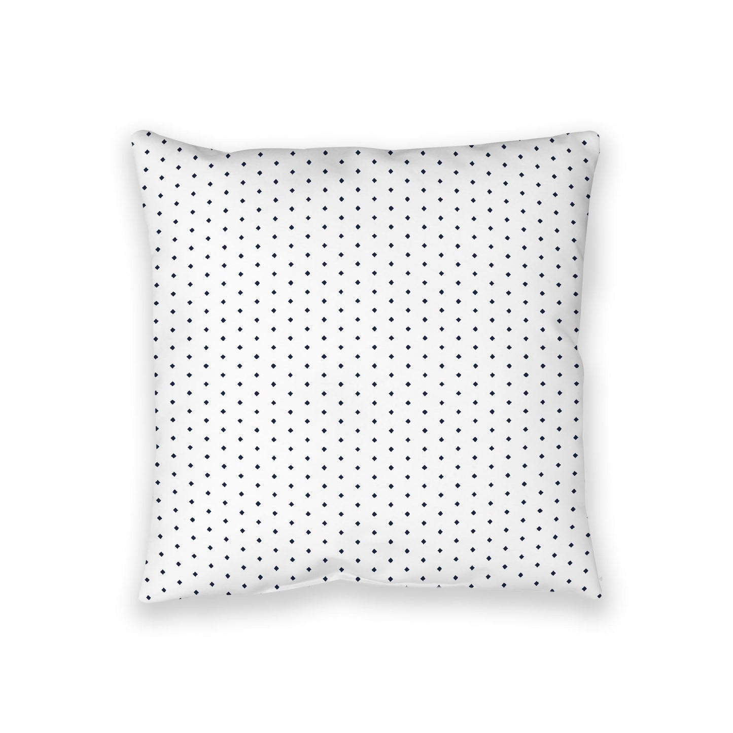 White Spun Polyester Floor Pillow, Navy Blue Diamonds on Top, White Bottom, 36 x 36 inches