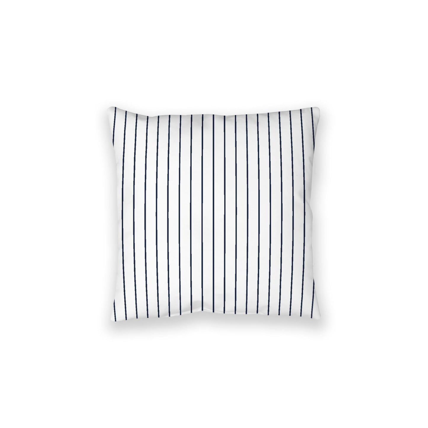 White Spun Polyester Floor Pillow, Navy Blue Stripes on Top, White Bottom, 28 x 28 inches