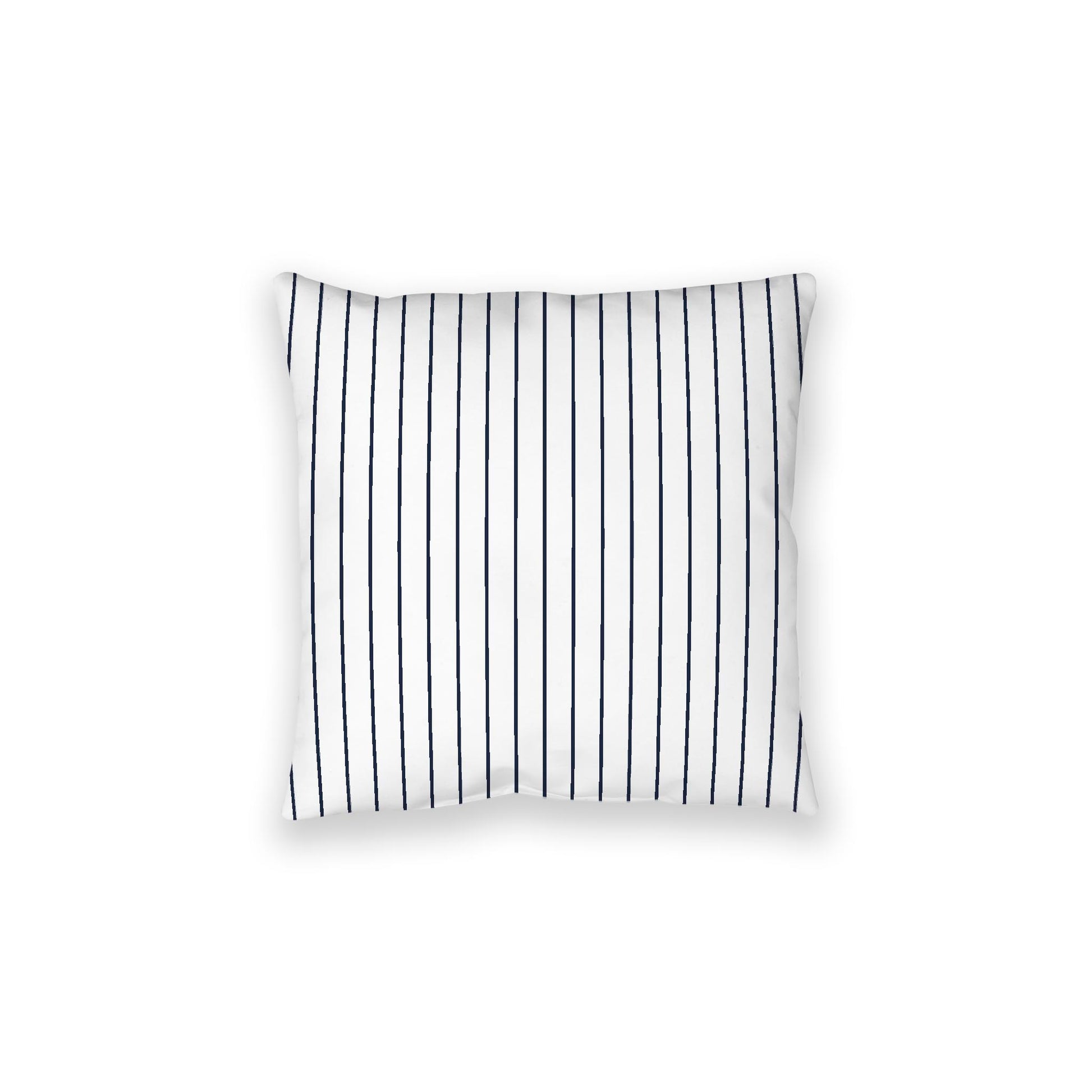White Spun Polyester Floor Pillow, Navy Blue Stripes on Top, White Bottom, 28 x 28 inches