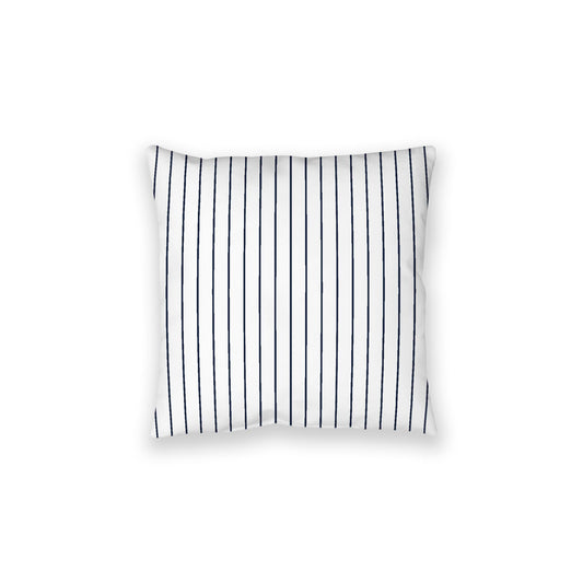White Spun Polyester Floor Pillow, Navy Blue Stripes on Top, White Bottom, 28 x 28 inches