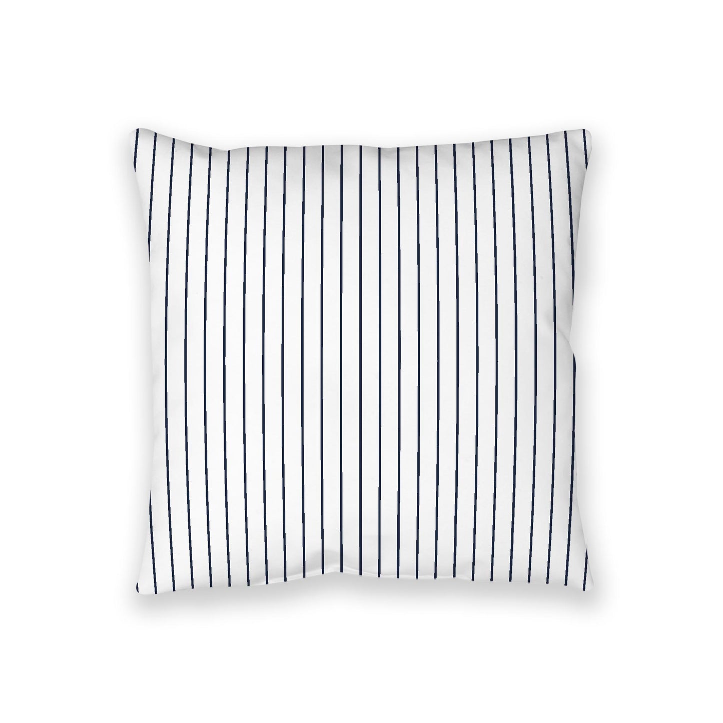 White Spun Polyester Floor Pillow, Navy Blue Stripes on Top, White Bottom, 36 x 36 inches