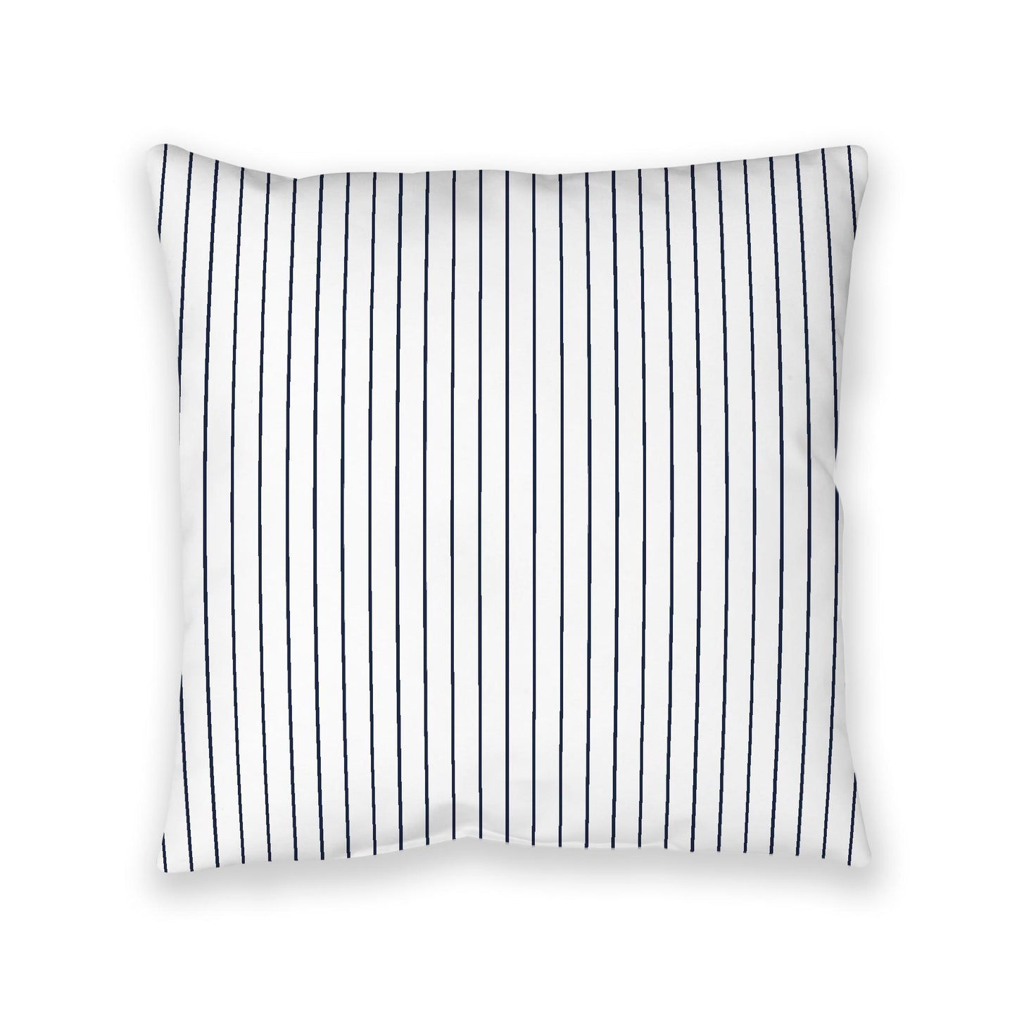 White Spun Polyester Floor Pillow, Navy Blue Stripes on Top, White Bottom, 40 x 40 inches