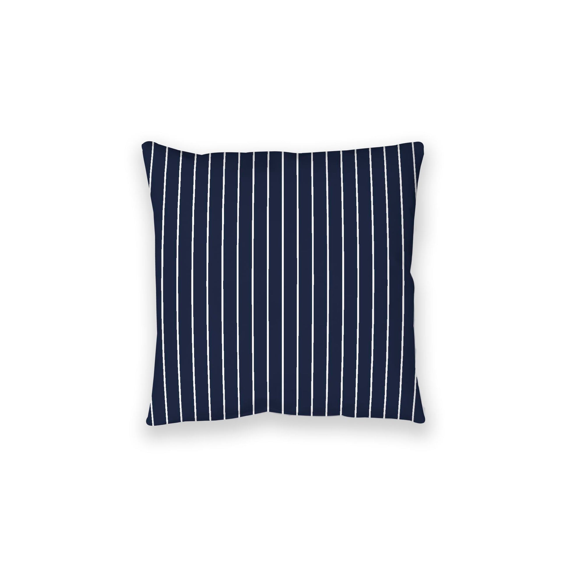 Navy Blue Spun Polyester Floor Pillow, White Stripes on Top, Navy Blue Bottom, 28 x 28 inches