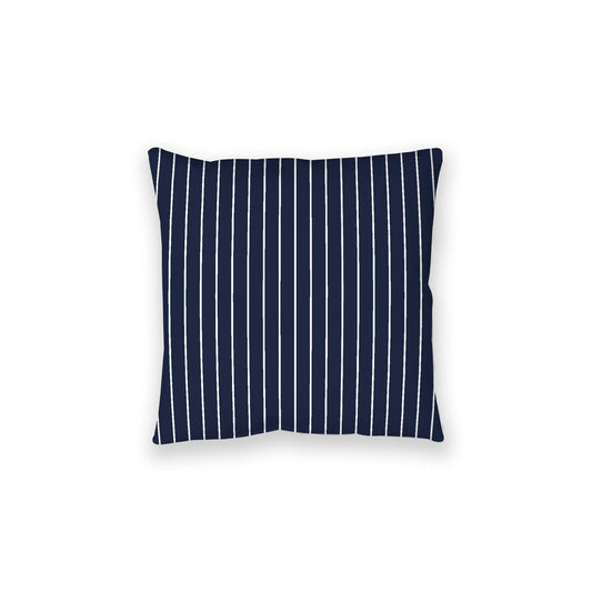 Navy Blue Spun Polyester Floor Pillow, White Stripes on Top, Navy Blue Bottom, 28 x 28 inches