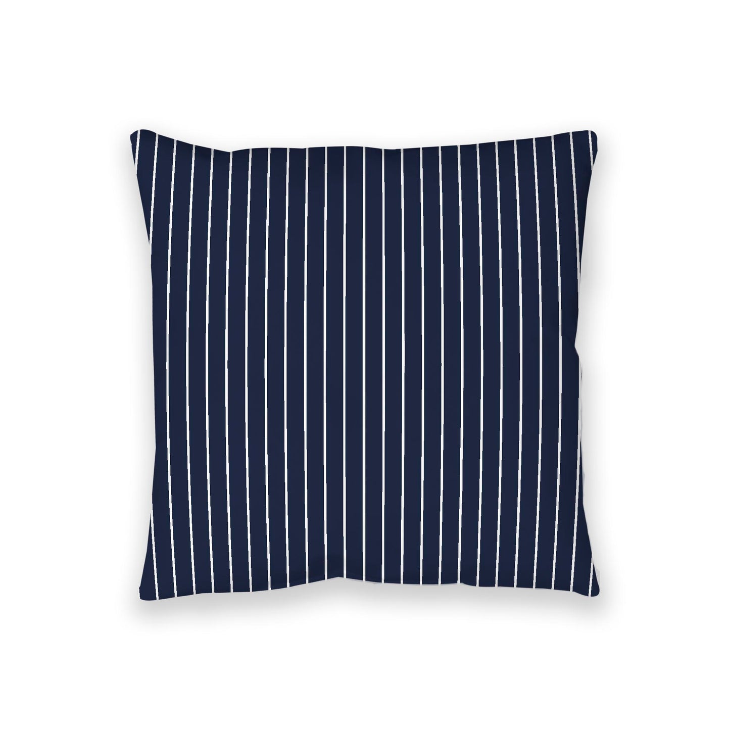 Navy Blue Spun Polyester Floor Pillow, White Stripes on Top, Navy Blue Bottom, 36 x 36 inches